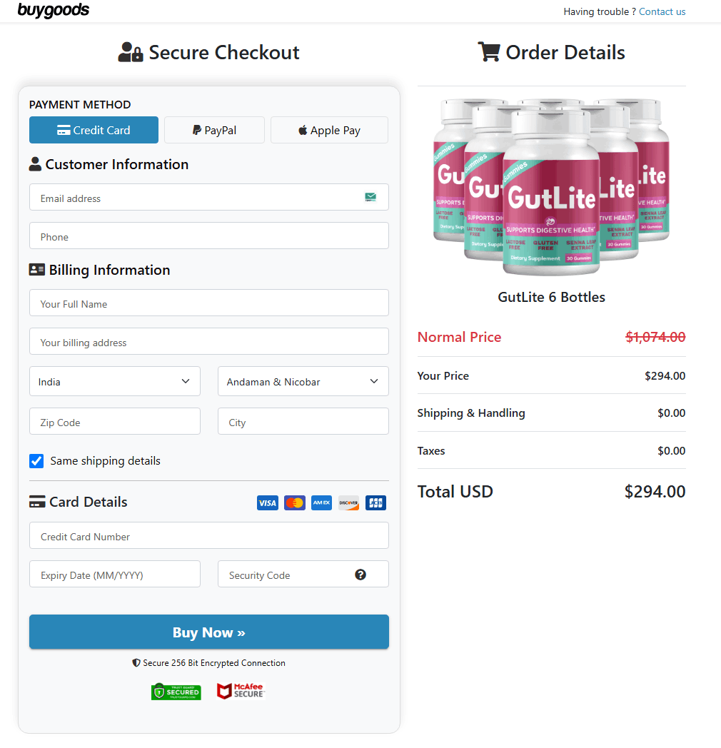 GutLite Order Page